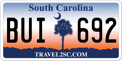 SC license plate BUI692