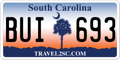 SC license plate BUI693