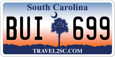 SC license plate BUI699