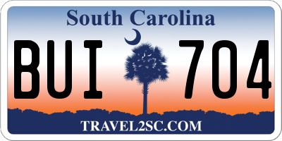 SC license plate BUI704
