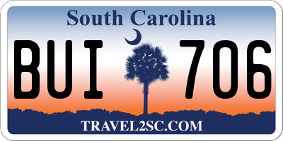 SC license plate BUI706