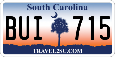 SC license plate BUI715