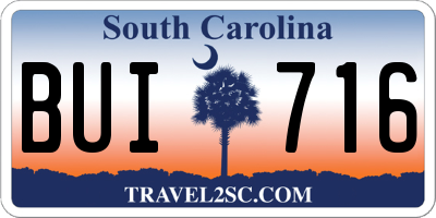 SC license plate BUI716