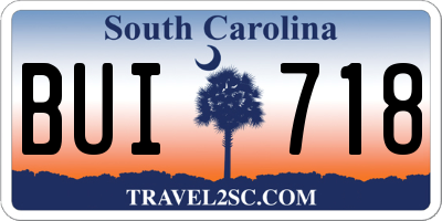 SC license plate BUI718
