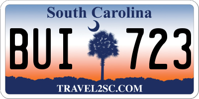 SC license plate BUI723