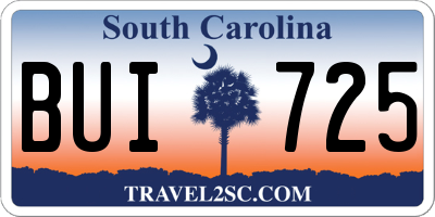 SC license plate BUI725