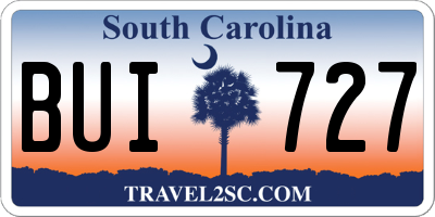 SC license plate BUI727