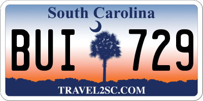 SC license plate BUI729