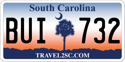 SC license plate BUI732