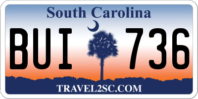 SC license plate BUI736