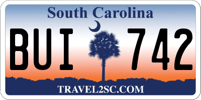 SC license plate BUI742