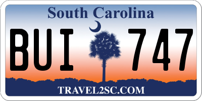 SC license plate BUI747