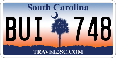 SC license plate BUI748