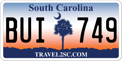 SC license plate BUI749