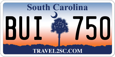 SC license plate BUI750