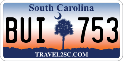SC license plate BUI753