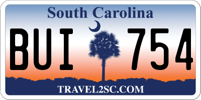 SC license plate BUI754