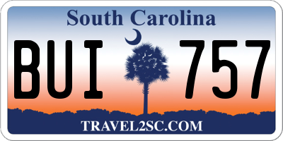 SC license plate BUI757