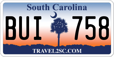 SC license plate BUI758
