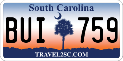 SC license plate BUI759