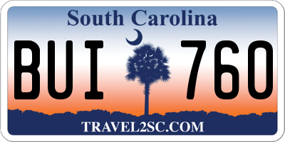 SC license plate BUI760