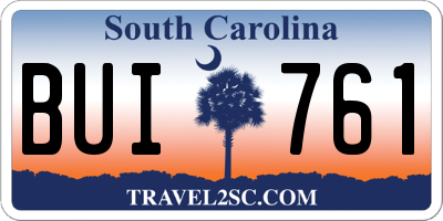 SC license plate BUI761