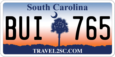 SC license plate BUI765