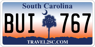 SC license plate BUI767