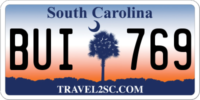 SC license plate BUI769