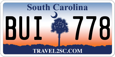 SC license plate BUI778