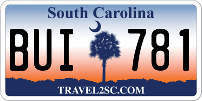 SC license plate BUI781