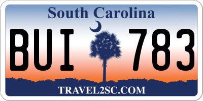 SC license plate BUI783