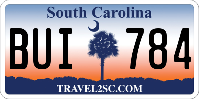 SC license plate BUI784