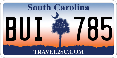 SC license plate BUI785