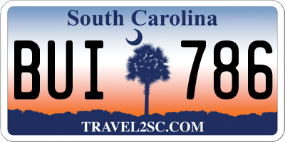 SC license plate BUI786