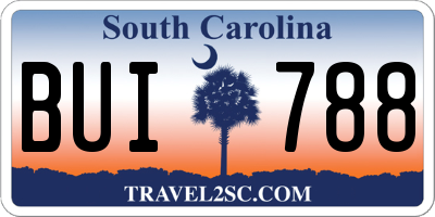 SC license plate BUI788