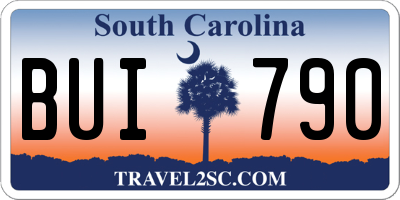 SC license plate BUI790