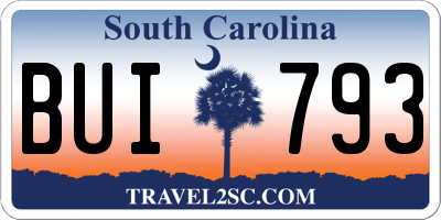 SC license plate BUI793