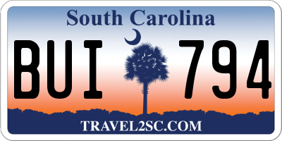 SC license plate BUI794