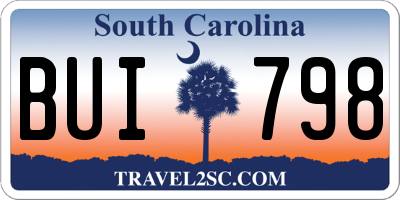 SC license plate BUI798