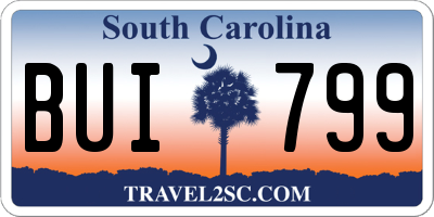 SC license plate BUI799