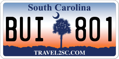 SC license plate BUI801