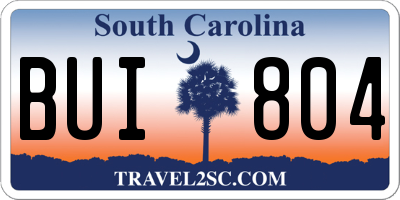 SC license plate BUI804