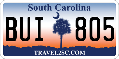 SC license plate BUI805