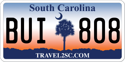 SC license plate BUI808
