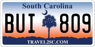 SC license plate BUI809