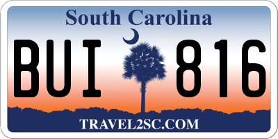 SC license plate BUI816
