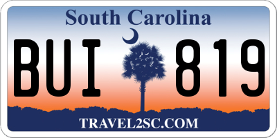 SC license plate BUI819