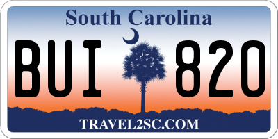 SC license plate BUI820