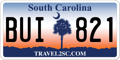 SC license plate BUI821